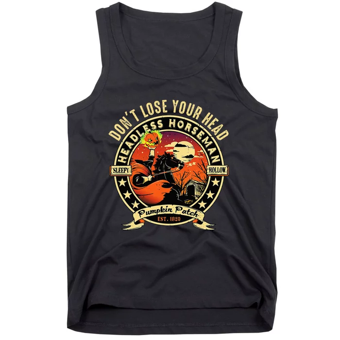 Funny Headless Horseman Urban Legend Halloween Pumpkin Patch Tank Top