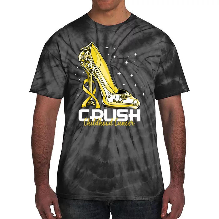 Floral High Heel Crush Childhood Cancer Warrior Tie-Dye T-Shirt