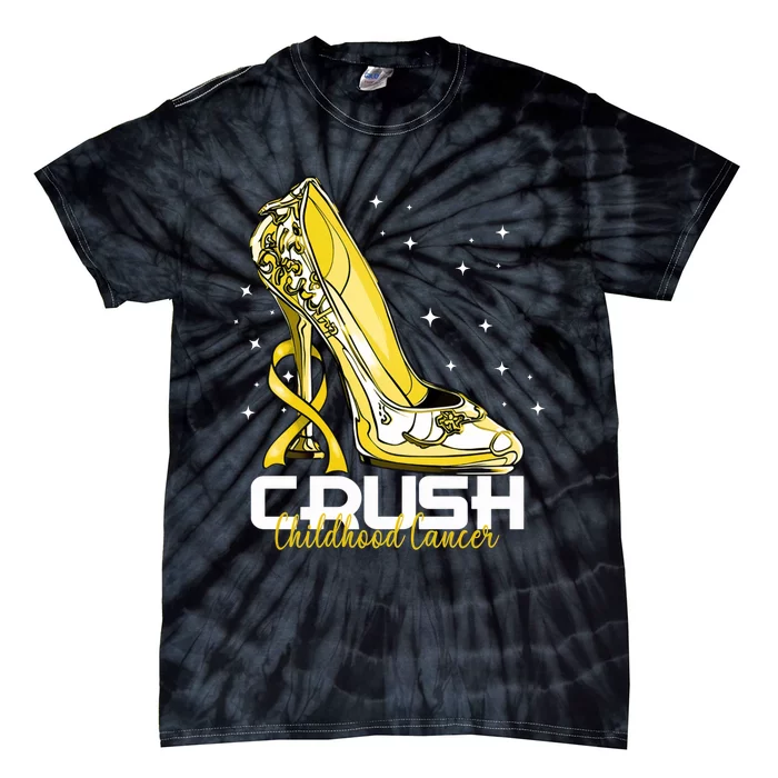 Floral High Heel Crush Childhood Cancer Warrior Tie-Dye T-Shirt