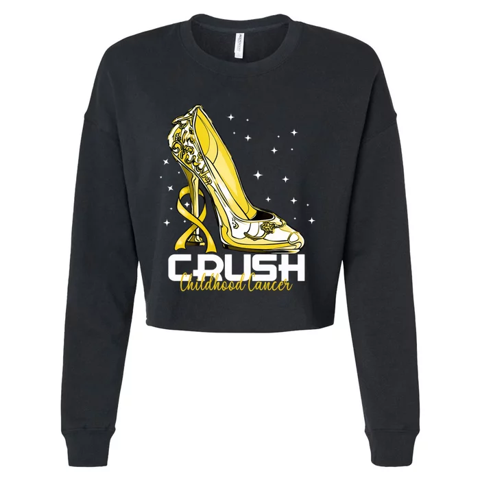 Floral High Heel Crush Childhood Cancer Warrior Cropped Pullover Crew