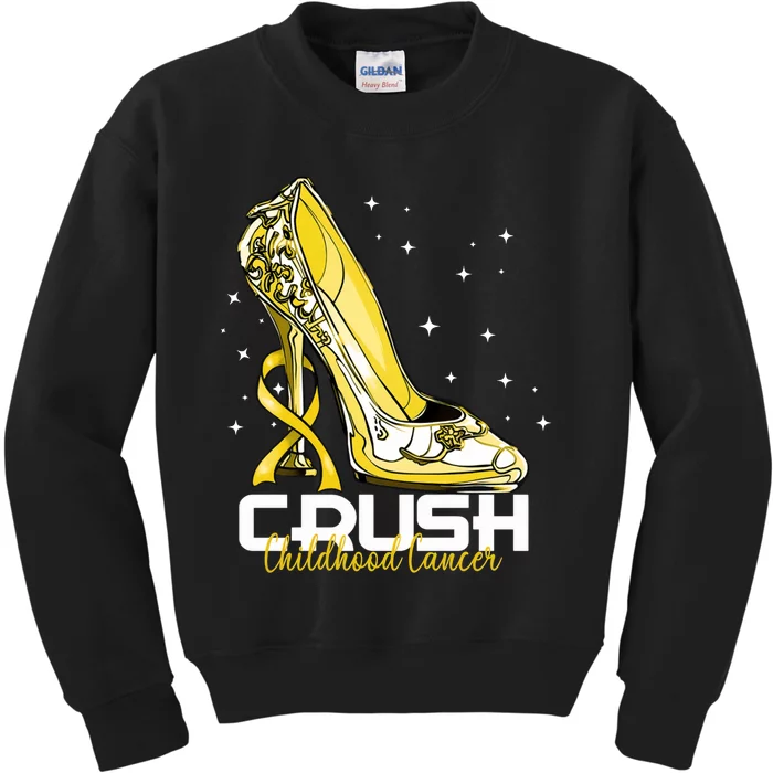 Floral High Heel Crush Childhood Cancer Warrior Kids Sweatshirt