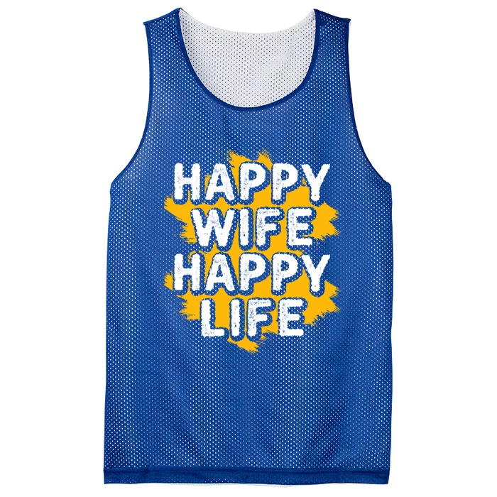 Funny Husband Happy Wife Happy Life Cool Gift Mesh Reversible Basketball Jersey Tank