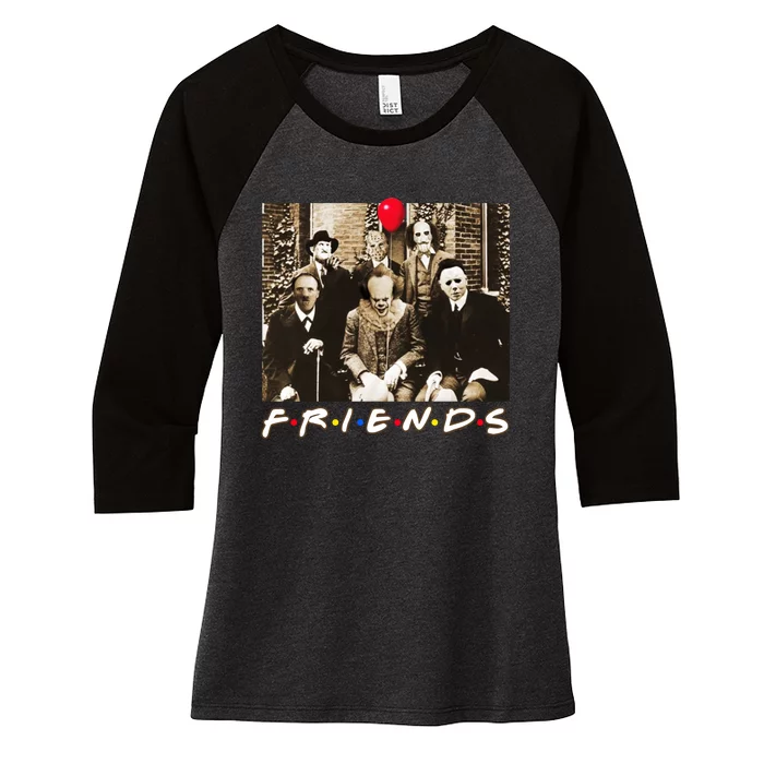 Friends Halloween Horror Team Scary Movies Costume Women's Tri-Blend 3/4-Sleeve Raglan Shirt