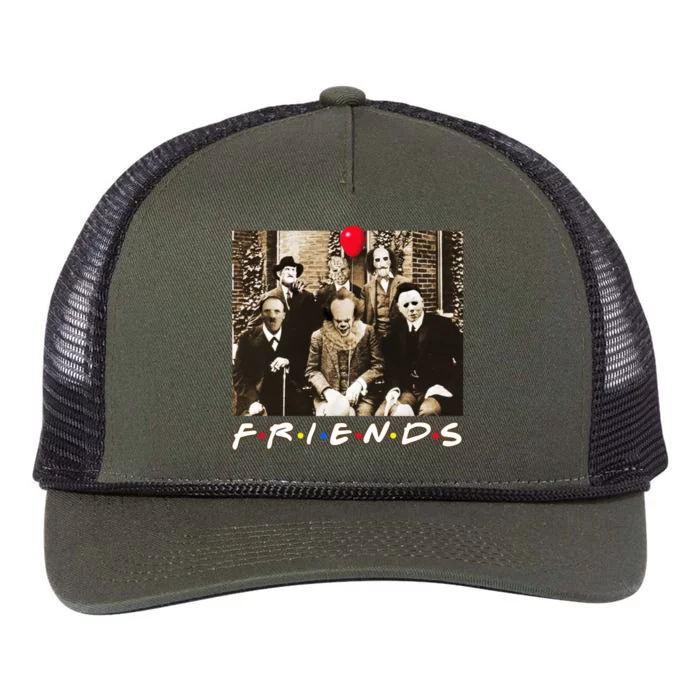 Friends Halloween Horror Team Scary Movies Costume Retro Rope Trucker Hat Cap