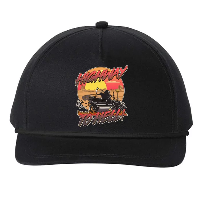 Funny Halloween Highway To Hell Grim Reaper Snapback Five-Panel Rope Hat