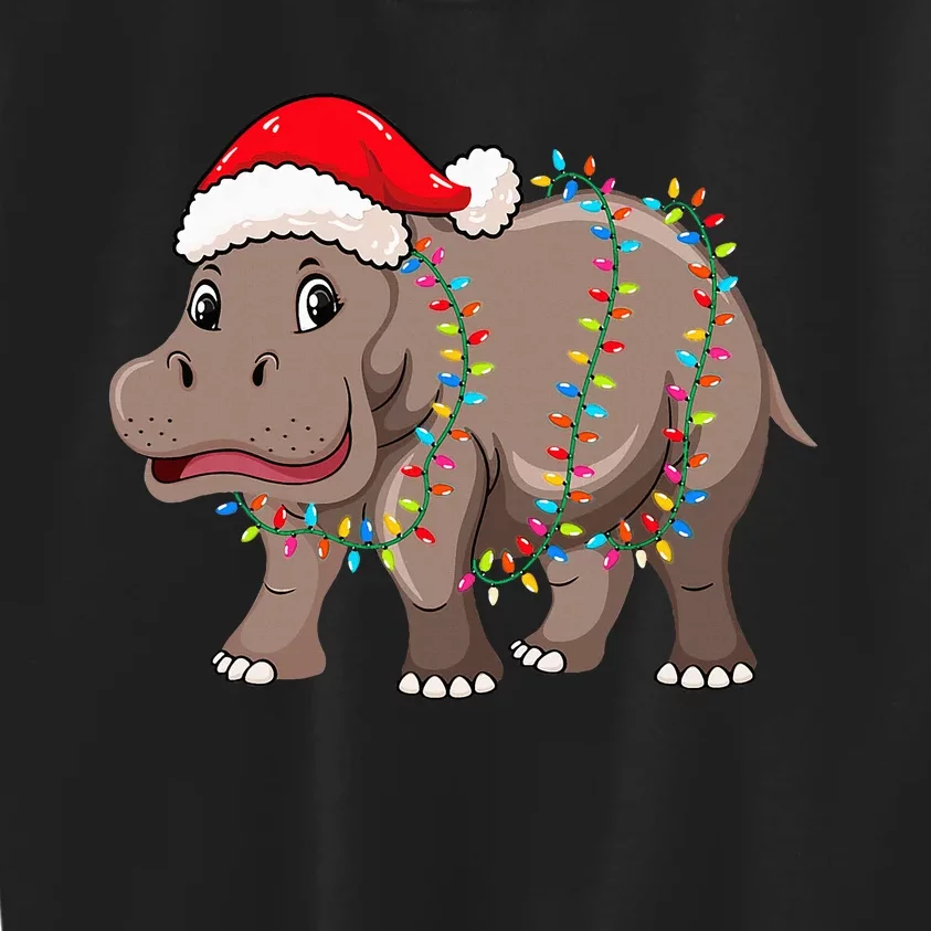 Festive Hippopotamus Hat for Christmas Lovers Kids Sweatshirt