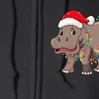 Festive Hippopotamus Hat for Christmas Lovers Full Zip Hoodie