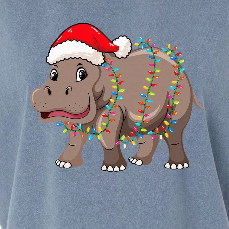 Festive Hippopotamus Hat for Christmas Lovers Garment-Dyed Women's Muscle Tee