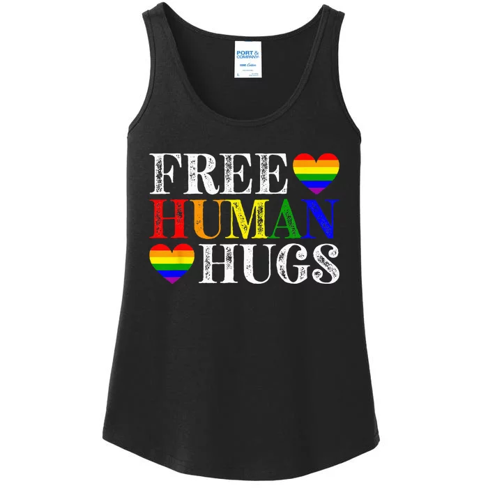 Free Human Hugs LGBT Pride Month Ladies Essential Tank