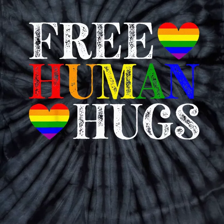 Free Human Hugs LGBT Pride Month Tie-Dye T-Shirt