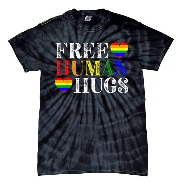 Free Human Hugs LGBT Pride Month Tie-Dye T-Shirt