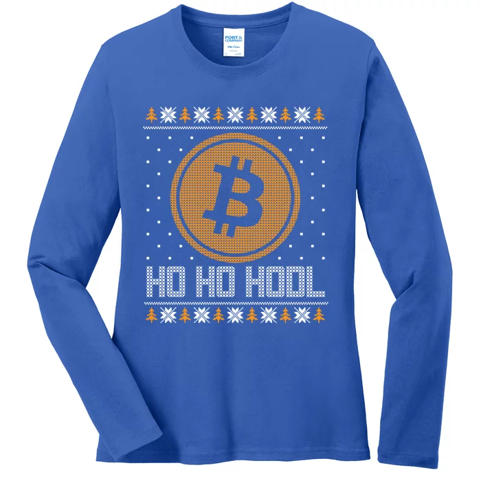 Funny Ho Ho Hodl Bitcoin Christmas Gift Ugly Sweater Party Cute Gift Ladies Long Sleeve Shirt