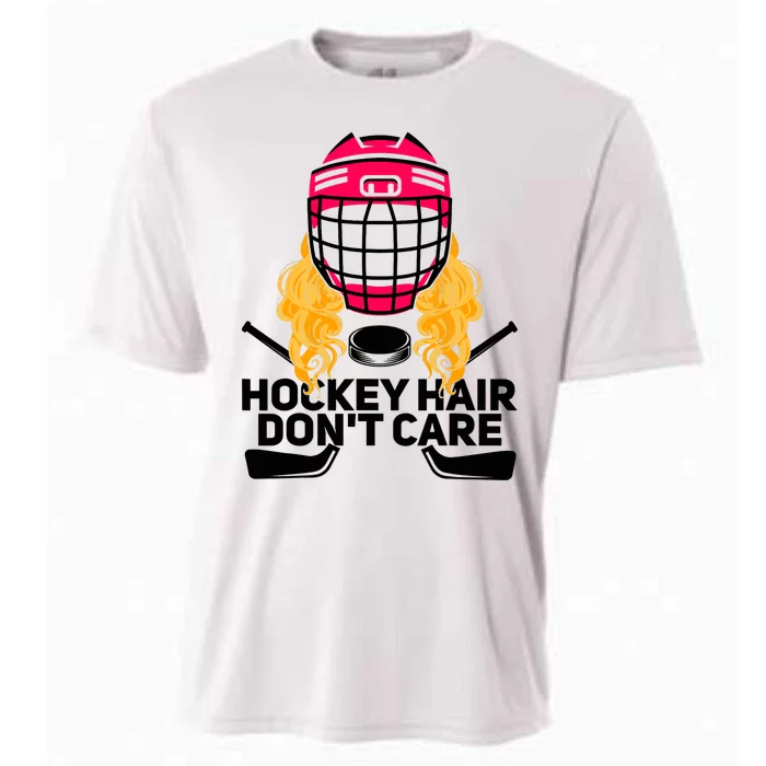 Funny Hockey Hair Don't Care Ice Hockey Girl Player Goalie Cooling Performance Crew T-Shirt