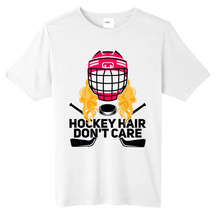 Funny Hockey Hair Don't Care Ice Hockey Girl Player Goalie ChromaSoft Performance T-Shirt