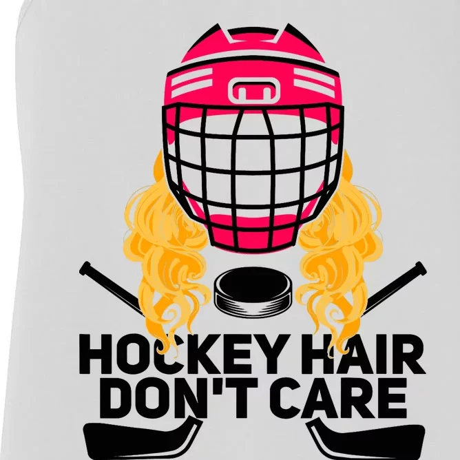 Funny Hockey Hair Don't Care Ice Hockey Girl Player Goalie Women's Racerback Tank