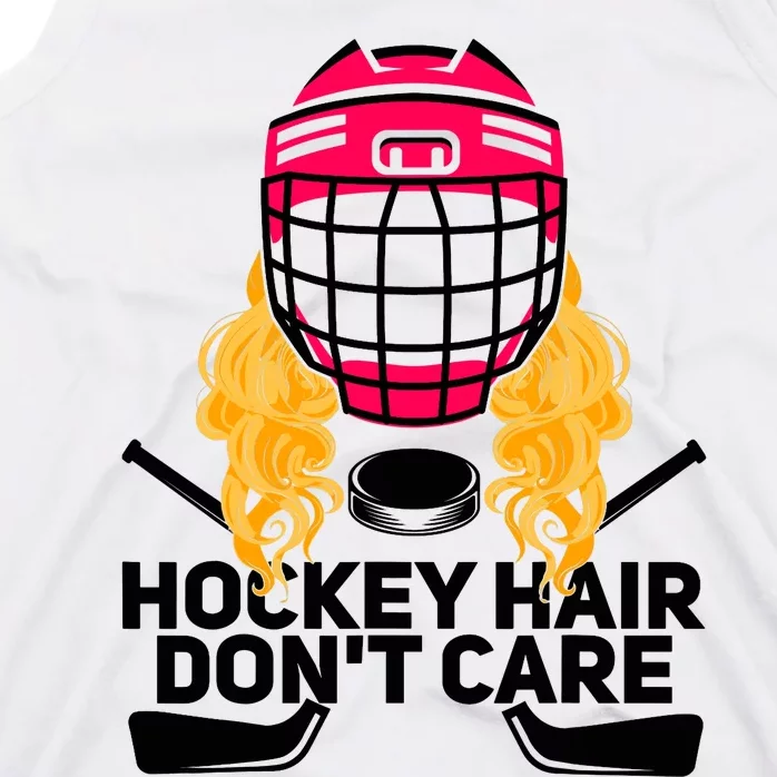 Funny Hockey Hair Don't Care Ice Hockey Girl Player Goalie Tank Top