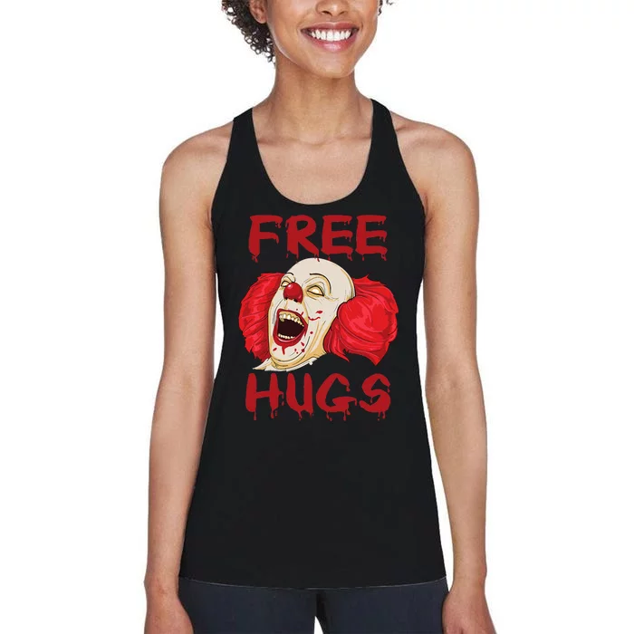 Free Hugs Halloween Evil Killer Scary Clown Horror Gift Women's Racerback Tank