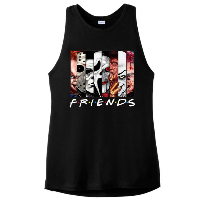 Friends Halloween Horror Squad Parody Ladies Tri-Blend Wicking Tank