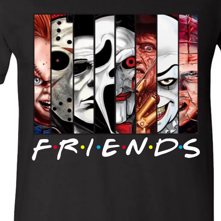 Friends Halloween Horror Squad Parody V-Neck T-Shirt