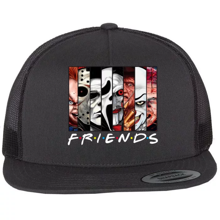 Friends Halloween Horror Squad Parody Flat Bill Trucker Hat