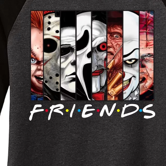 Friends Halloween Horror Squad Parody Women's Tri-Blend 3/4-Sleeve Raglan Shirt