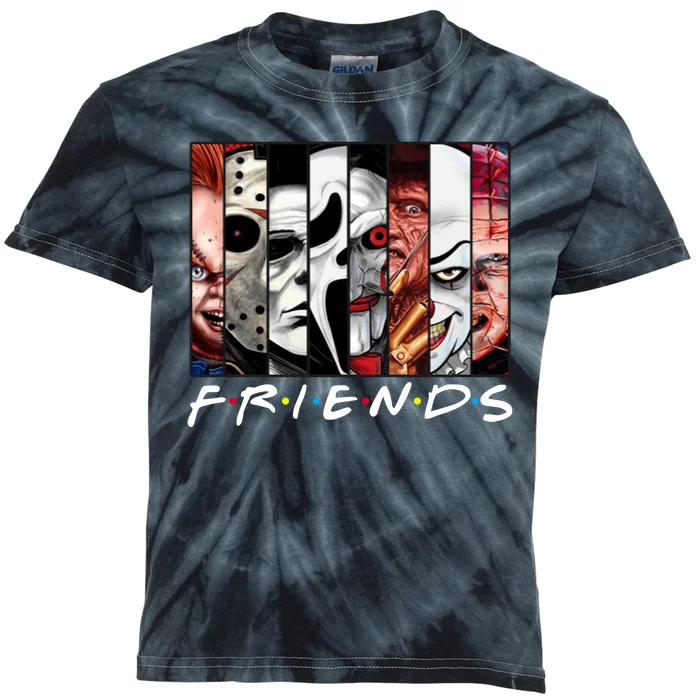 Friends Halloween Horror Squad Parody Kids Tie-Dye T-Shirt