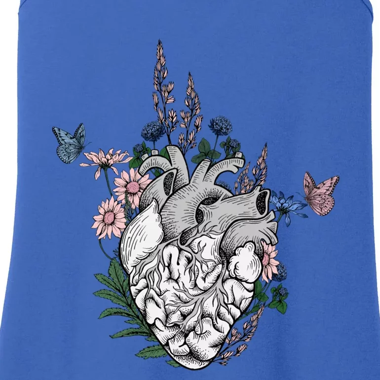 Funny Hu Heart Anatomy Anatomical Heart Floral Flower Gift Ladies Essential Tank