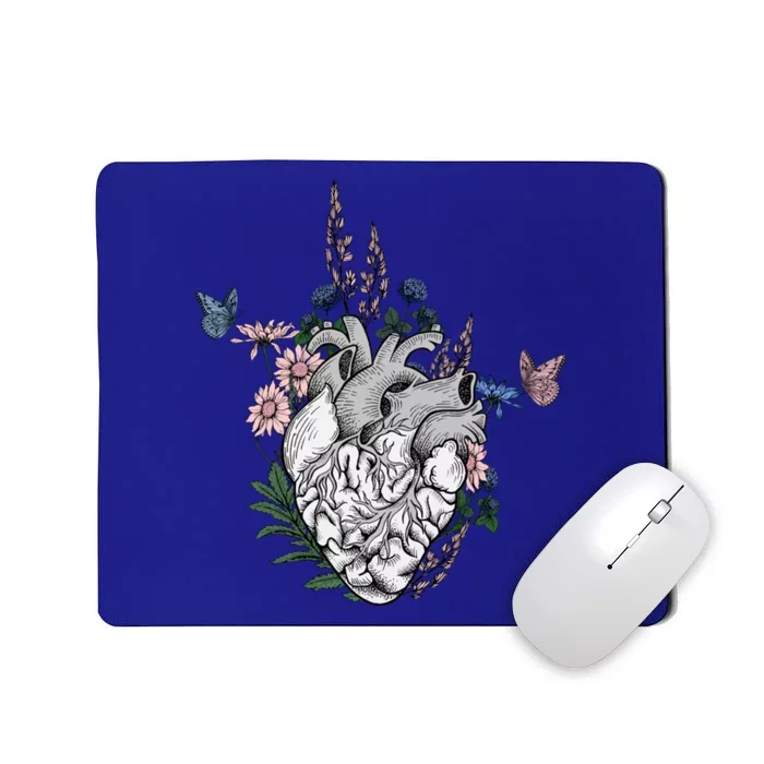 Funny Hu Heart Anatomy Anatomical Heart Floral Flower Gift Mousepad