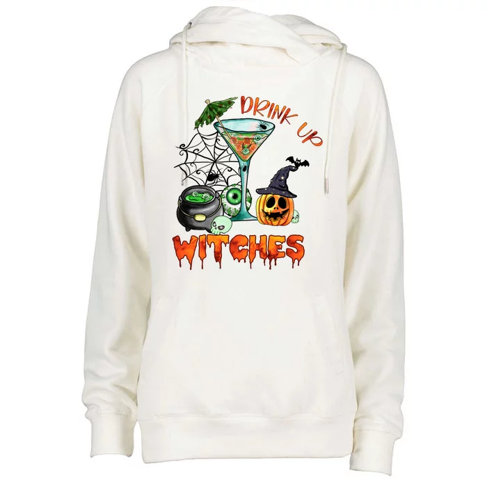 Funny Halloween Hat Drink Up Witches Funny Drink Up Witches Womens Funnel Neck Pullover Hood