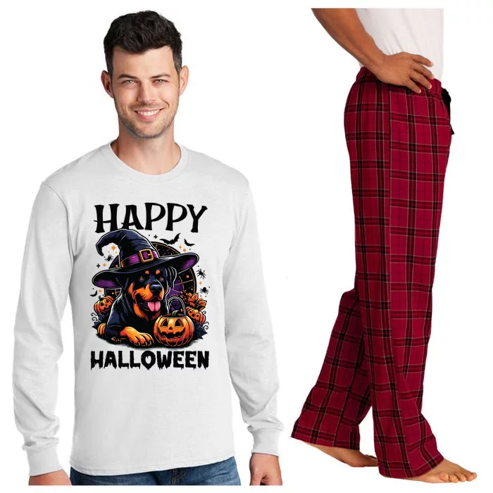 Funny Happy Halloween Rottweiler Lover Rottweiler Halloween Long Sleeve Pajama Set