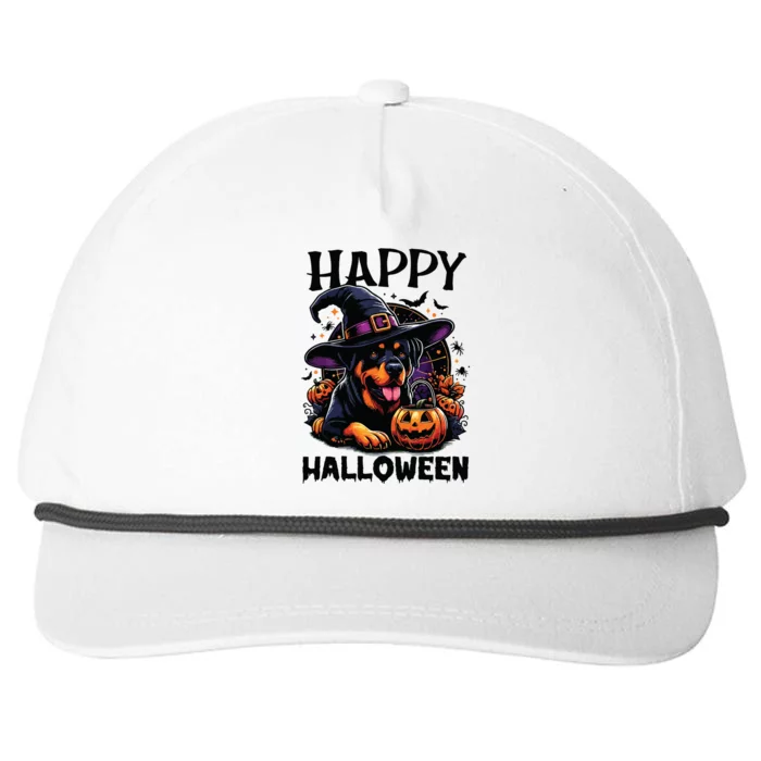 Funny Happy Halloween Rottweiler Lover Rottweiler Halloween Snapback Five-Panel Rope Hat