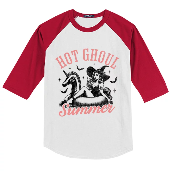 Funny Halloween Hot Ghoul Summer Summerween Kids Colorblock Raglan Jersey