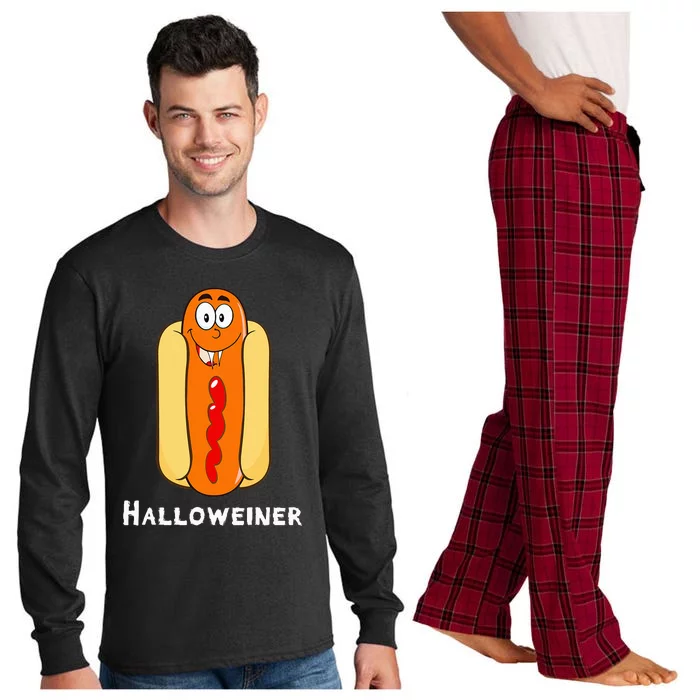 Funny Halloween Hot Dog Costume Halloweiner Party Weiner Long Sleeve Pajama Set