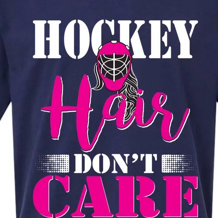 Funny Hockey Hair Dont Care Ice Hockey Mom Goalie Player Gift Sueded Cloud Jersey T-Shirt