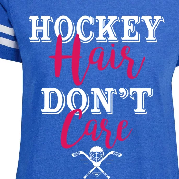 Funny Hockey Hair Dont Care Ice Hockey Player Mom Cool Gift Enza Ladies Jersey Football T-Shirt