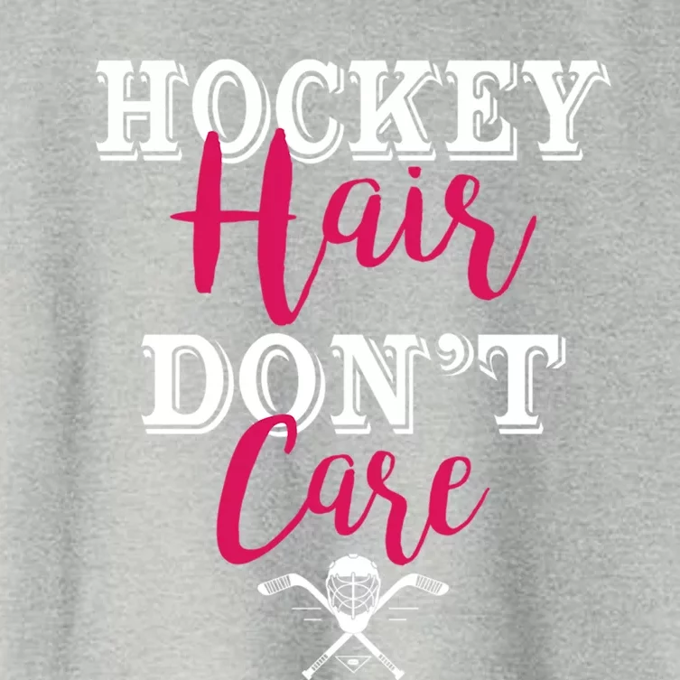 Funny Hockey Hair Dont Care Ice Hockey Player Mom Cool Gift Women's Crop Top Tee