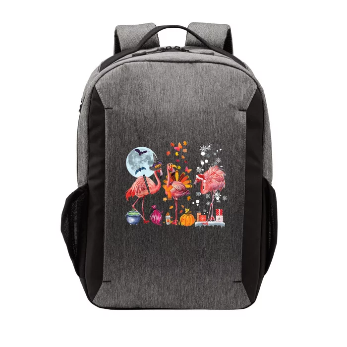 Flamingo Happy HalloThanksmas Funny Halloween Thanksgiving Christmas Vector Backpack