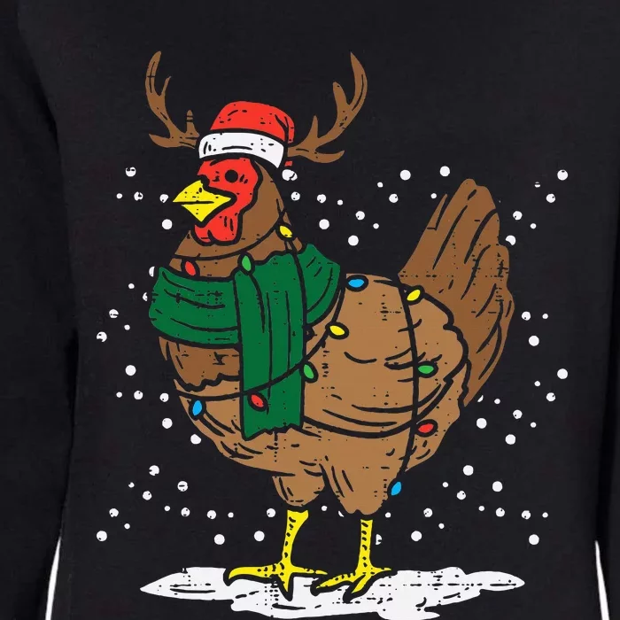 Festive Holiday Hen with Santa Hat for Farm Lovers Womens California Wash Sweatshirt