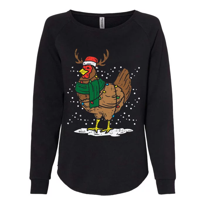 Festive Holiday Hen with Santa Hat for Farm Lovers Womens California Wash Sweatshirt