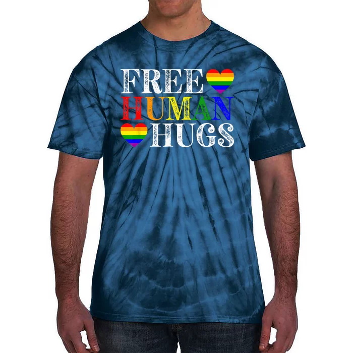 Free Human Hugs LGBT Pride Month Tie-Dye T-Shirt