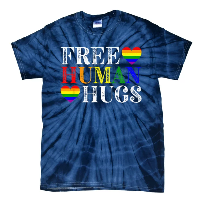 Free Human Hugs LGBT Pride Month Tie-Dye T-Shirt