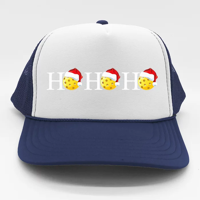 Funny Ho Ho Ho Christmas Pickleball Santa Trucker Hat