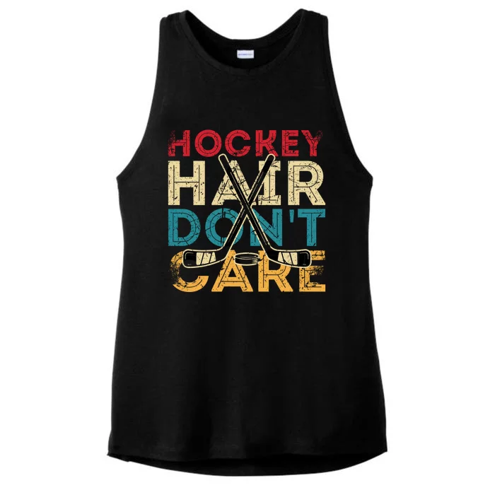 Funny Hockey Hair Dont Care Frisbee Retro Vintage 70S 80S Great Gift Ladies Tri-Blend Wicking Tank