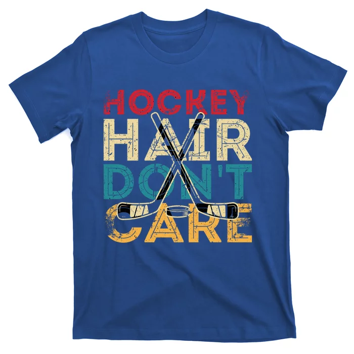 Funny Hockey Hair Dont Care Frisbee Retro Vintage 70S 80S Great Gift T-Shirt