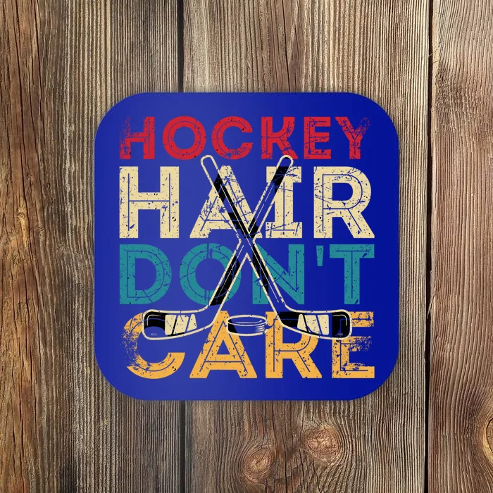 Funny Hockey Hair Dont Care Frisbee Retro Vintage 70S 80S Great Gift Coaster