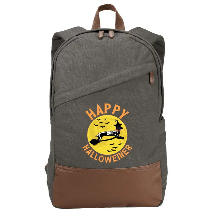 Funny Happy Halloweiner Dachshund Lover Cotton Canvas Backpack