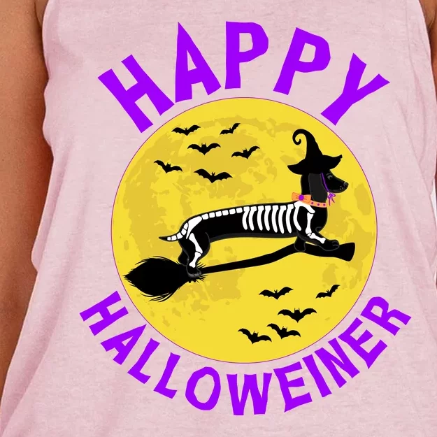 Funny Happy Halloweiner Dachshund Lover Women's Knotted Racerback Tank