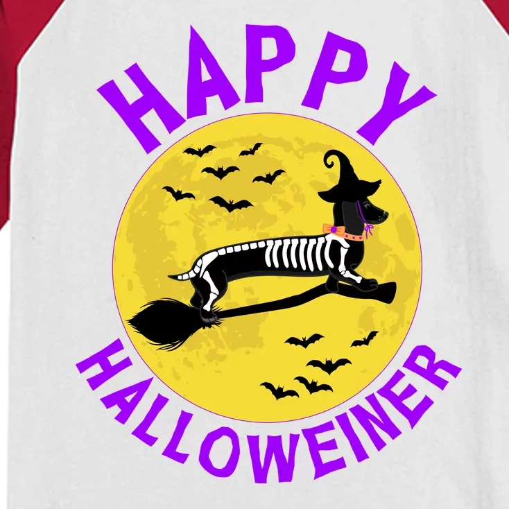 Funny Happy Halloweiner Dachshund Lover Kids Colorblock Raglan Jersey