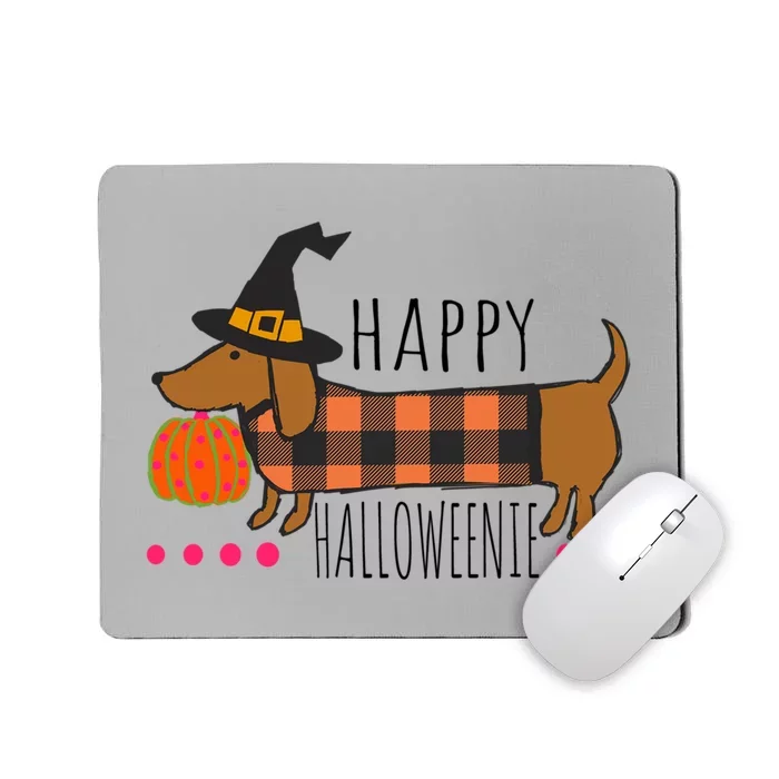 Funny Happy Halloweenie Dachshund Halloween Buffalo Plaid Gift Mousepad