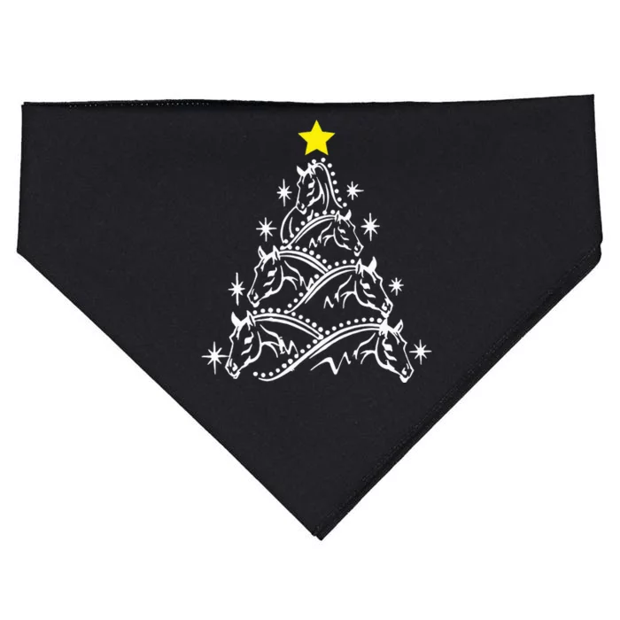 Festive Holiday Horse and Tree Design USA-Made Doggie Bandana